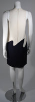 VINTAGE Circa 1960s Cream and Navy Wool 'Wave' Dress Size Small