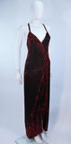 BOB MACKIE Circa 1980s Red & Black Beaded Gown Size 8