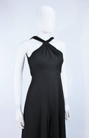LEO NARDUCCI 1970s Criss Cross Black Wool Jumpsuit Size 4