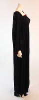 VICKY TIEL Navy Full Length Stretch Dress with Red Accent