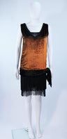 DAVID FIELDEN Orange Velvet Cocktail Dress w/ Fringe Size 2