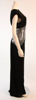 VICKY TIEL Black Futurism Gown with Metallic Detail