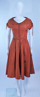 DELLTOWN 1950s Burnished Orange Scalloped Edge Cocktail Dress Size 2