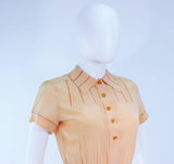 VINTAGE Circa 1940s Apricot Silk Day Dress Size 2-4