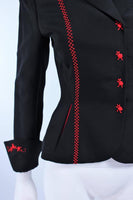 RICHARD TYLER Black and Red Fitted Jacket with Floral Pattern Size 2-4