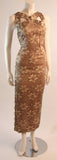 JAMES GALANOS Beautiful Silk and Lace Criss Cross Cocktail Gown