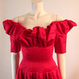 NOLAN MILLER Cardinal Red Tufted Silk Gown