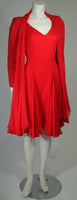 TRAVILLA Red Silk Chiffon Godet Dress with Shawl Size Small Medium