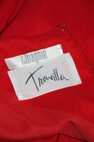 TRAVILLA Red Silk Chiffon Godet Dress with Shawl Size Small Medium