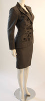 MOSCHINO Cheap & Chic Wool Skirt Suit w/ Beaded Motif Size 4