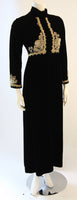 CUSTOM Vintage Circa 1960s Black Velvet Rhinestone Gown
