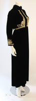 CUSTOM Vintage Circa 1960s Black Velvet Rhinestone Gown