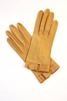 HERMES Vintage Tan Leather Gloves with Wrist Buckle Detail size 7