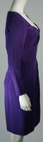 TRAVILLA Purple Silk Long Sleeve Cocktail Dress with Draping Size 8