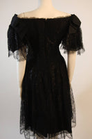 NOLAN MILLER Black Cocktail Dress, Lace and Bow Sleeves