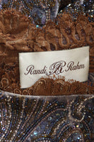 RANDI RAHM COUTURE Purple Beaded Velvet Gown Size 4-6