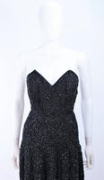 EAVIS & BROWN Black Velvet Beaded Chiffon Gown Size 2-4