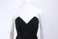 EAVIS & BROWN Black Velvet Beaded Chiffon Gown Size 2-4