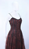 KAAT TILLY Brown Crinkled Lace Corset Lace Gown Size 36