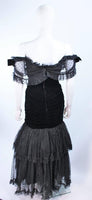 BELVILLE SASSON Black Velvet and Lace Ruched Gown Size 2