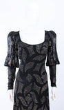 PAULINE TRIGERE 1970s Black Sequin Gown Size 12