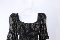 PAULINE TRIGERE 1970s Black Sequin Gown Size 12
