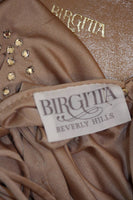 BIRGITTA Champagne Jersey Dress with Rhinestones and Belt