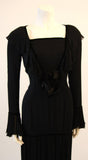 DOLCE & GABBANA Silk and Velvet Trim Dress with Floral Detail Size 40
