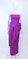 VICTOR COSTA Purple and Magenta Draped Bow Gown Size 8-10