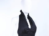 VINTAGE Circa 1970s Black Jersey Halter Dress Size 6