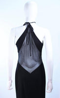 NICOLE BARTI Black Stretch Jersey Gown Mesh Cutout Size L