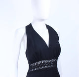 ALGO 1970s Black Lace Halter Maxi Gown Size 4