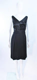 VINTAGE Circa 1960s Black Silk Chiffon Cocktail Dress Size 6