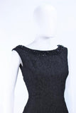 VINTAGE Circa 1960s Black Cocktail Dress, Beaded Neck Size 2