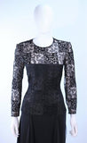 CAROLINA HERRERA Black Metallic Lace and Chiffon Gown Size 8-10