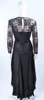 CAROLINA HERRERA Black Metallic Lace and Chiffon Gown Size 8-10