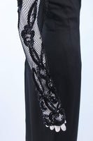 SYDNEY NORTH Black Silk Cocktail Dress w/ Mesh Sleeves Size 6-8