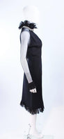 LUCY DE CASTENOU Black Silk Dress with Sheer Sleeves Size 8