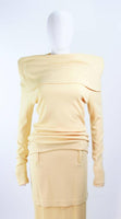 ISSEY MIYAKI Yellow Two Piece Skirt and Sweater Ensemble Size 4-8
