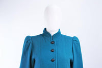 YVES SAINT LAURENT Turquoise Wool Coat Size 6
