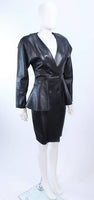 VAKKO Black Leather Dress with Peplum Size 8