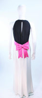 ELIZABETH ARDEN Black Pink Cream Gown Satin Bow Size 8