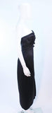 VICTOR COSTA Black Satin Gown with Side Bow Detail Size 6-8