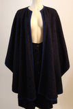 YVES SAINT LAURENT Blue Wool Skirt and Cape Ensemble Size 40