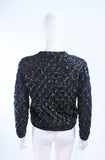 VINTAGE Circa 1960s Black Sequin Wool Cardigan Size 40
