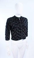 MAI JACOB 1960s Black Sequin Cardigan with Fan Pattern Size 4-6