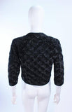 MAI JACOB 1960s Black Sequin Cardigan with Fan Pattern Size 4-6