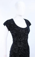 BRUCE ARNOLD 1960s Black Hand-Beaded Gown Size 6