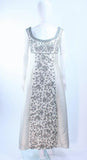 LILLIE RUBIN 1960s Off White Silk Gown, Rhinestones Size 4
