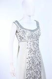 LILLIE RUBIN 1960s Off White Silk Gown, Rhinestones Size 4